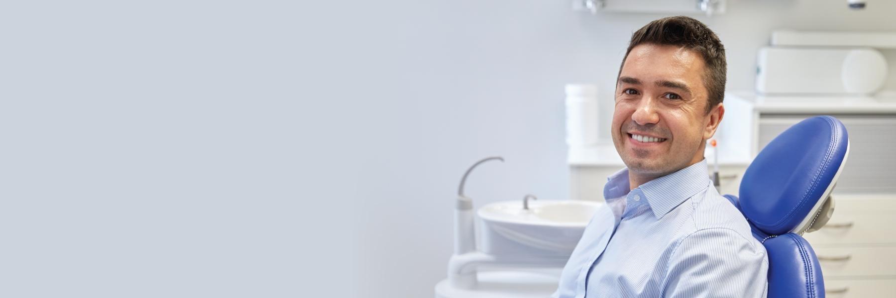 Man waiting for teeth cleaning in middletown